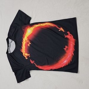 Shein Men's Dragon Print Black T-shirt S/M